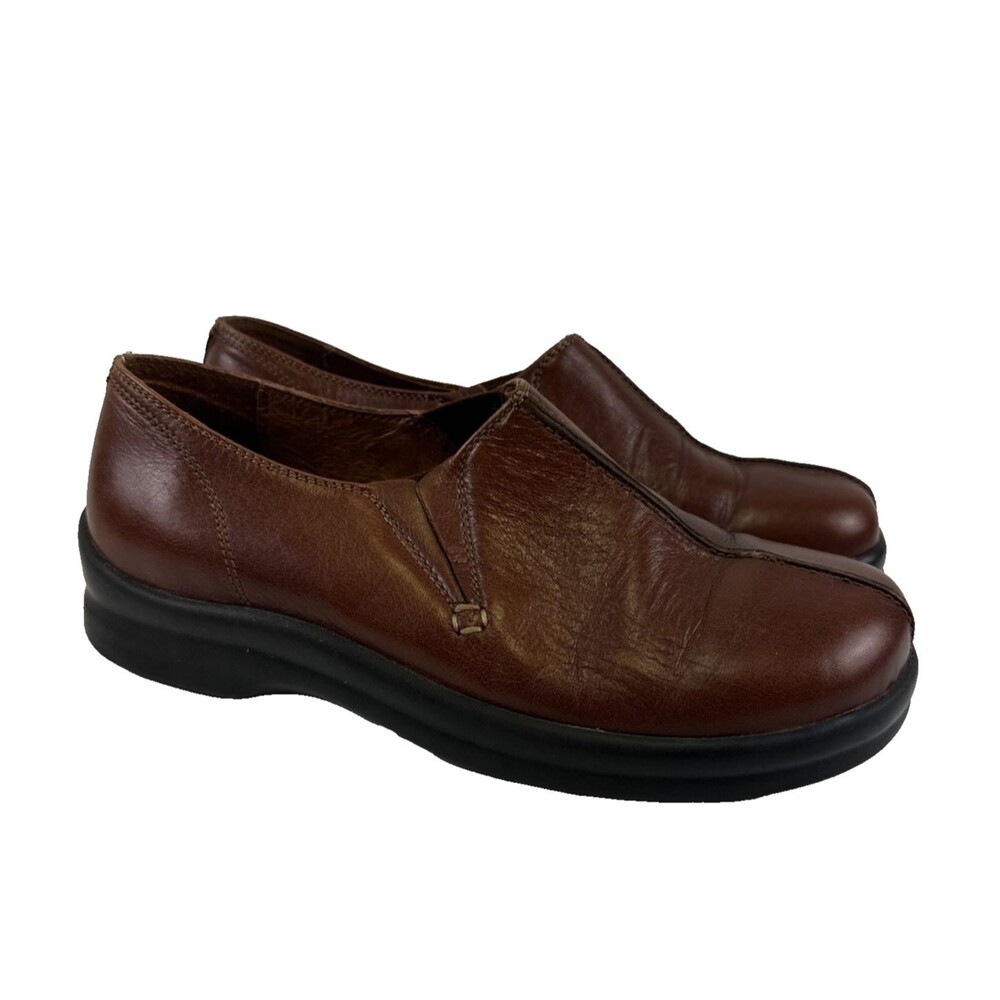 Birkenstock Footprints Cambria Leather Slip On Brown Round Flat Womens 37 US 6.5